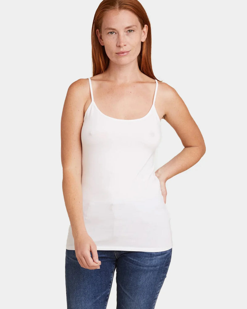 Majestic Filatures Soft Touch Spaghetti Strap Tank Blanc