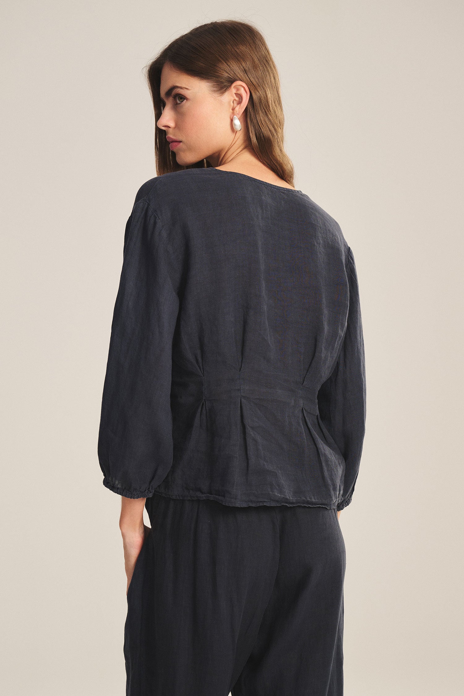 Velvet Martha Top Linen | Black