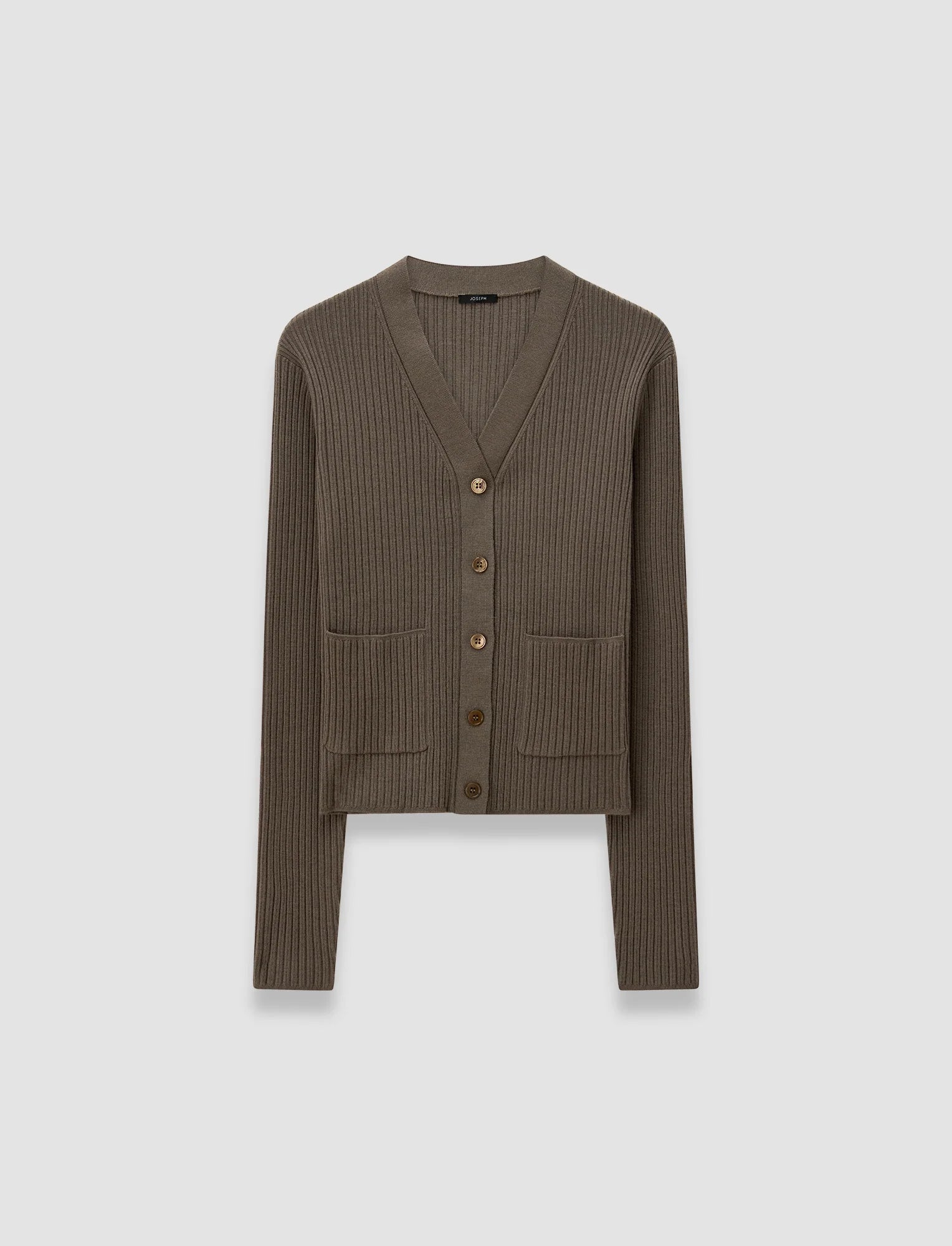 Joseph Merino Rib Cardigan Mushroom