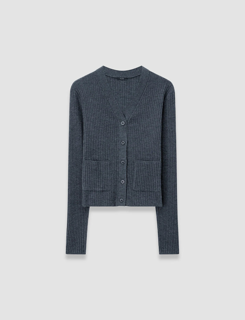 Joseph Merino Rib Cardigan Smoke