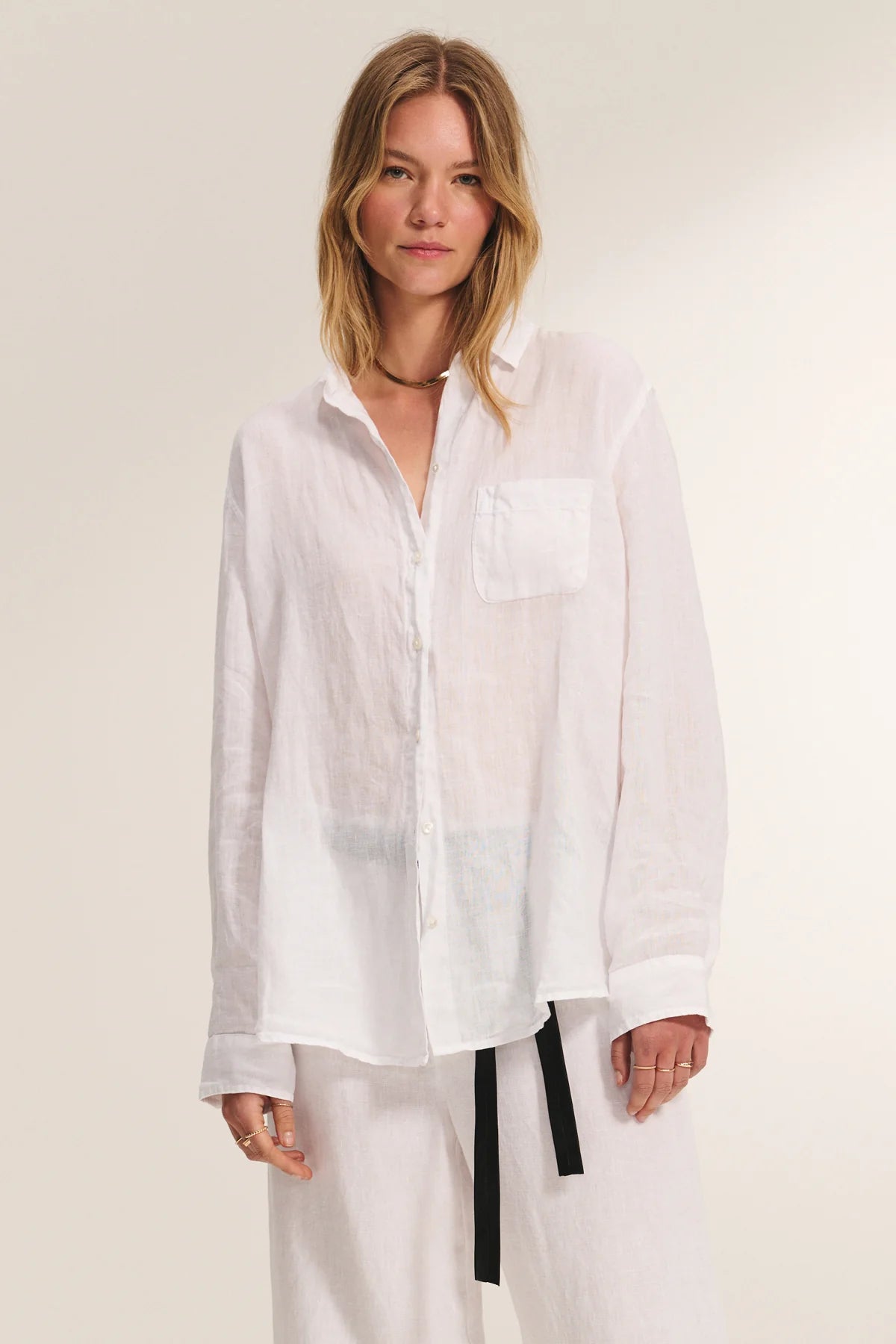 Velvet Mulholland Linen Shirt | White
