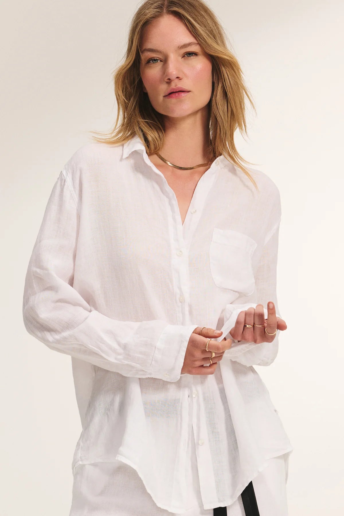 Velvet Mulholland Linen Shirt | White