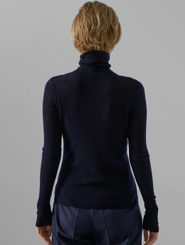 Leap Rosie Navy Fine Knit Rib Turtleneck