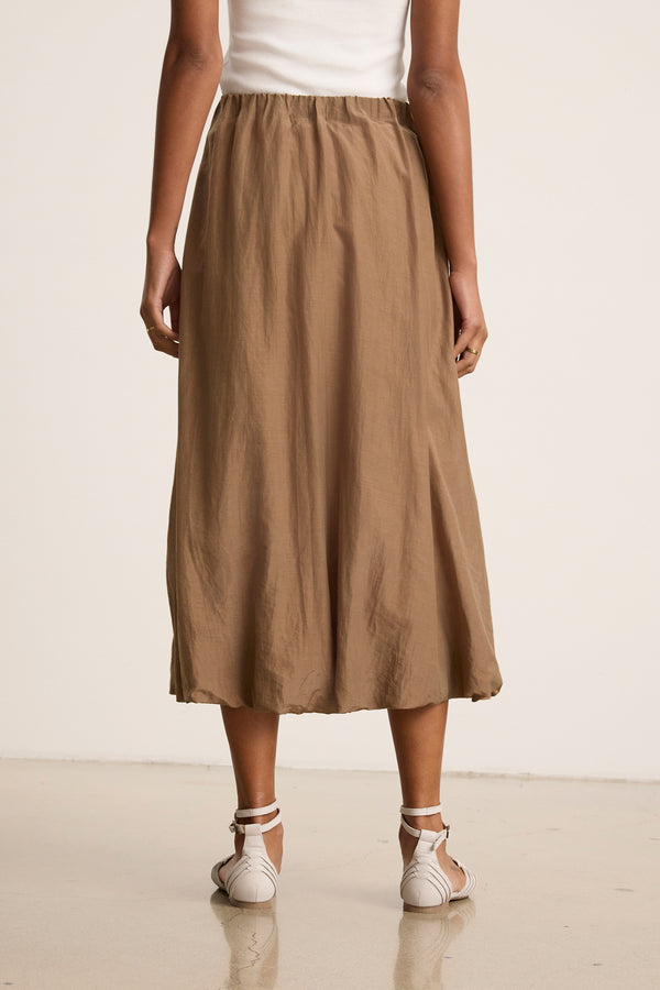 Velvet Ines Silk Cotton Voile Skirt Chocolate
