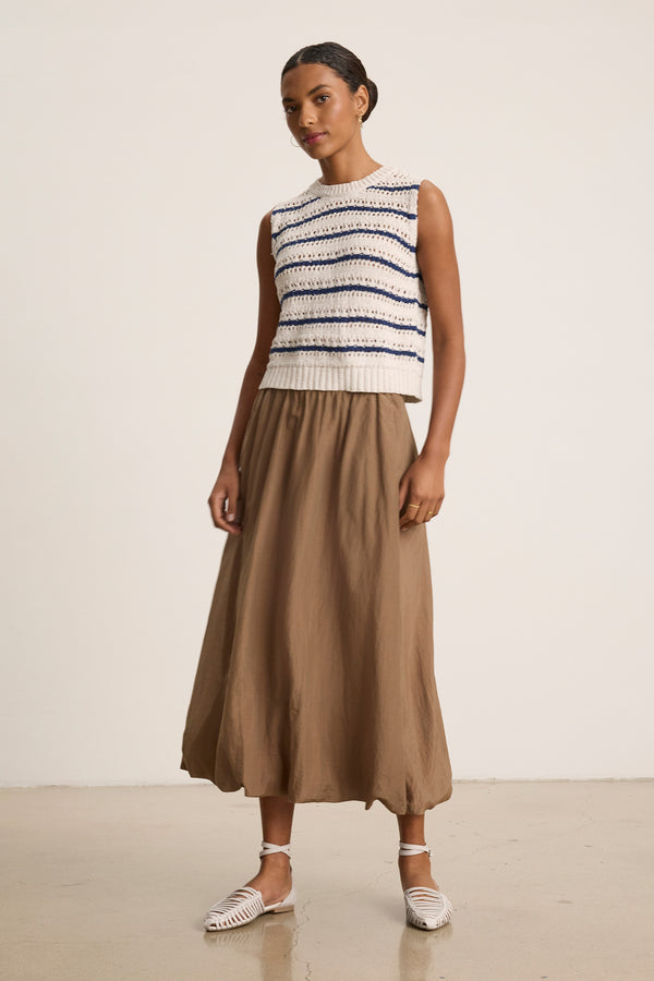 Velvet Ines Silk Cotton Voile Skirt Chocolate