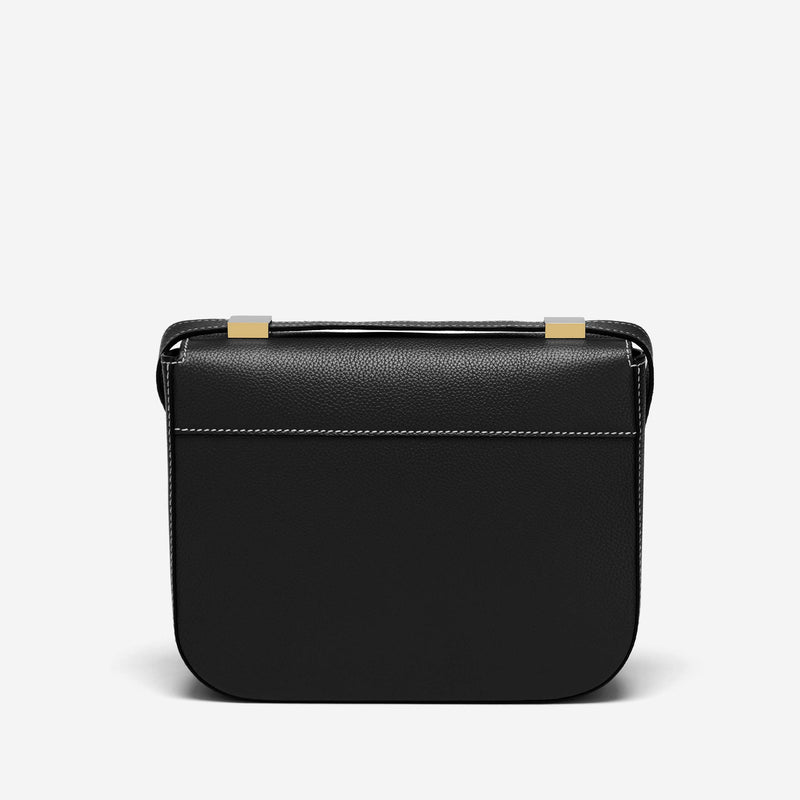 DeMellier Vancouver Black Leather Bag/ Ecru Stitch