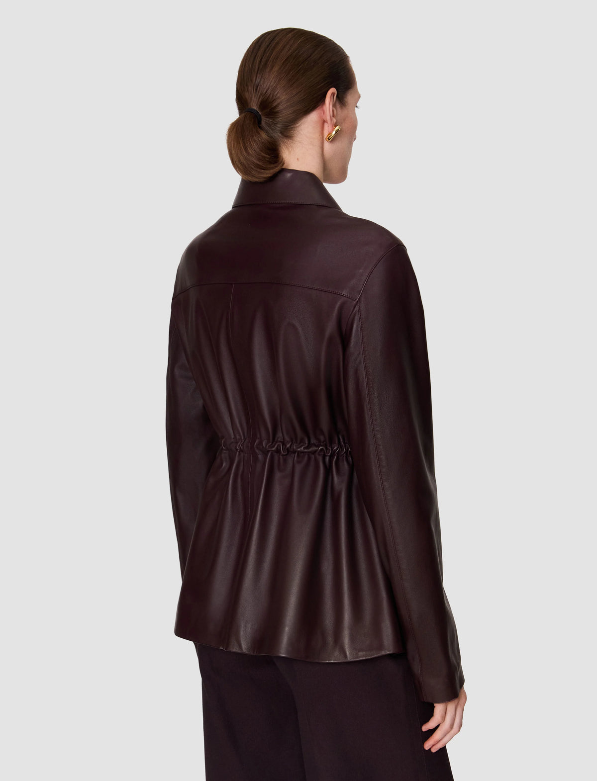 Joseph Tullia Leather Drawstring Jacket | Mahogany