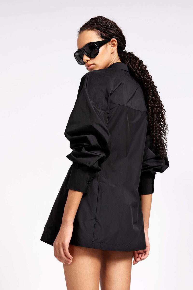 Gaiavittoria Black Taffeta Volume Shirt Dress