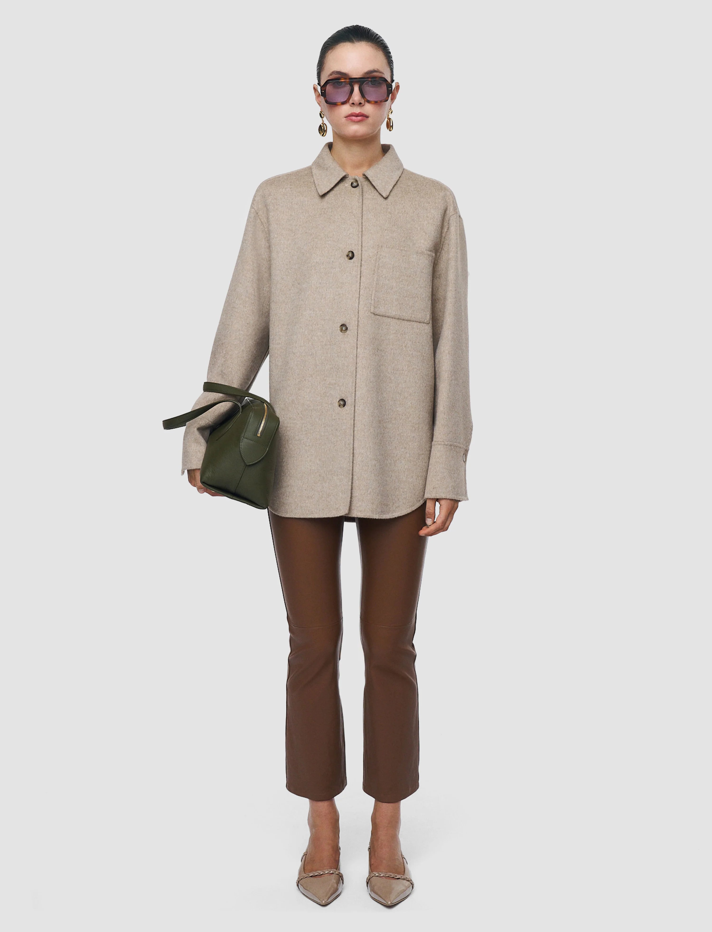 Joseph Wada Double Face Cashmere Shirt Jacket | Powder Melange