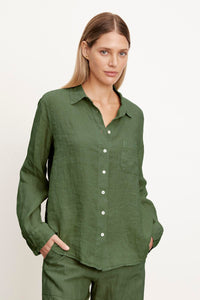 Velvet Natalia Basil Linen Shirt