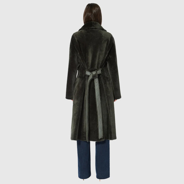 HiSO Zira Khaki Nappa Ironed Shearling Coat