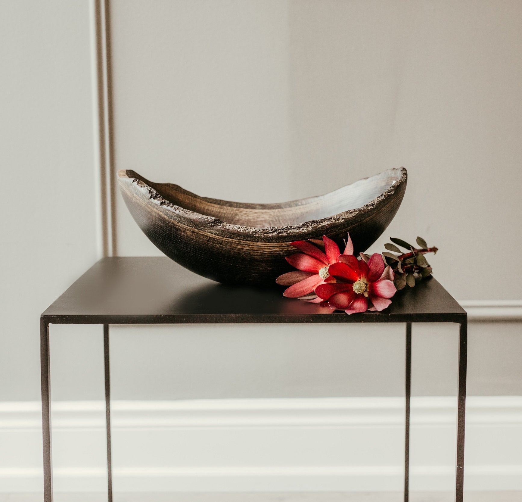 Black Ebonized Oval Bowl