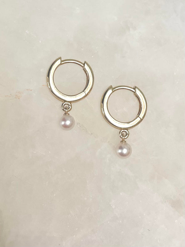 Loveli Gold Huggie Earrings/ Pearl Drop